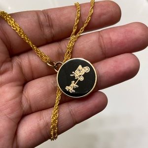 Coach Charm Pendant Necklace gold tone chain